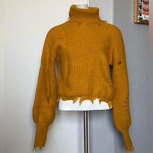 Forever 21 Chunky Distressed Turtleneck Sweater